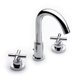 Roca Loft Chrome Deck Mounted 3 Hole Basin Mixer & Pop up Waste