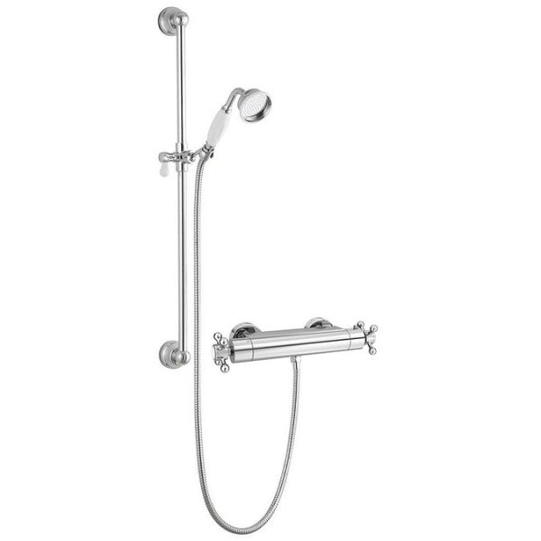 Chatsworth Traditional Crosshead Shower Bar Valve + Slider Rail Kit - Image 4
