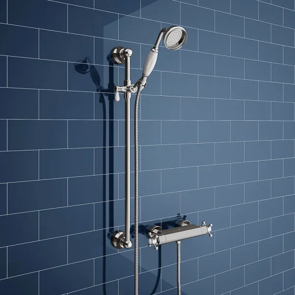 Chatsworth Traditional Crosshead Shower Bar Valve + Slider Rail Kit