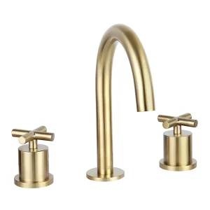 JTP Solex Brushed Brass 3 Hole Deck Mounted Basin Mixer