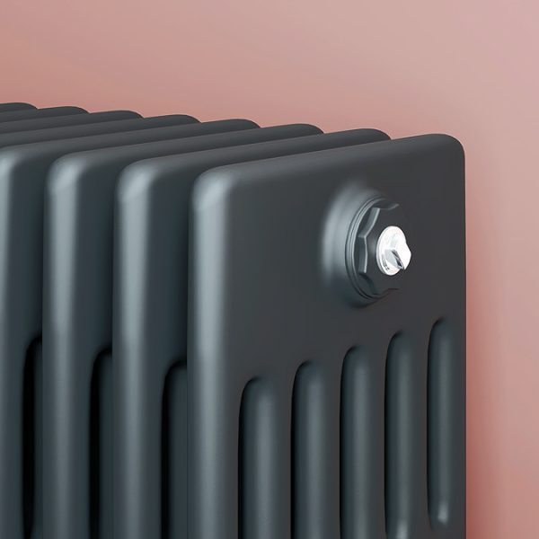 Keswick 300 x 1190mm Horizontal Radiator Anthracite 6 Column (26 Sections) with Feet - Image 2