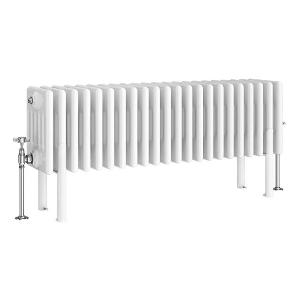 Keswick 300 x 1010mm Horizontal Radiator White 6 Column (22 Sections) with Feet - Image 6