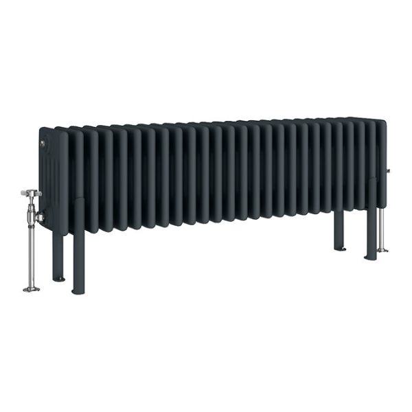 Keswick 300 x 1190mm Horizontal Radiator Anthracite 6 Column (26 Sections) with Feet - Image 6
