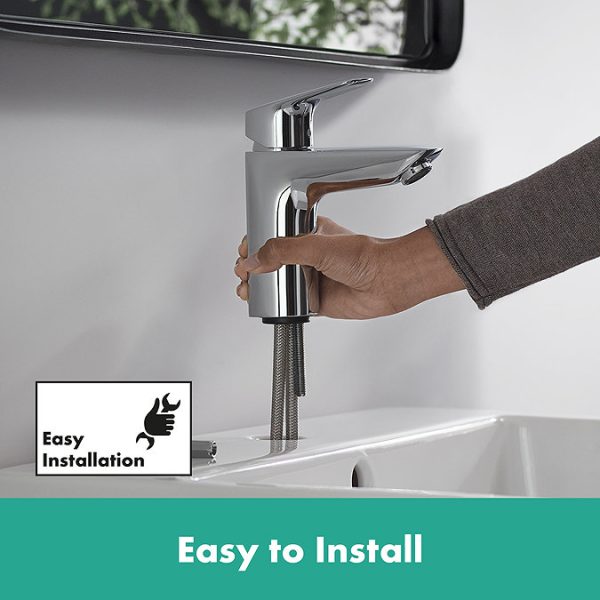 hansgrohe Logis Single Lever Basin Mixer 100 with Pop up Waste - Image 6