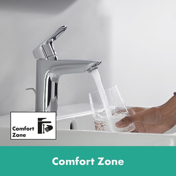 hansgrohe Logis Single Lever Basin Mixer 100 with Pop up Waste - Image 8