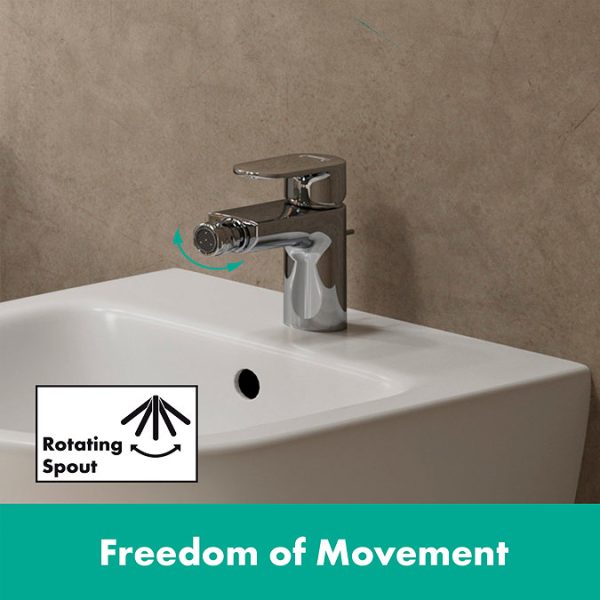 hansgrohe Vernis Blend Single Lever Bidet Mixer with Pop up Waste   Chrome - Image 4
