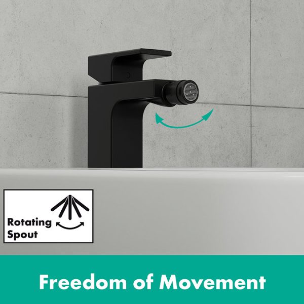 hansgrohe Vernis Shape Single Lever Bidet Mixer with Pop up Waste   Matt Black - Image 4