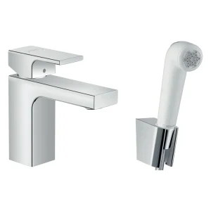 hansgrohe Vernis Shape Single Lever Basin Mixer 100 with Bidet Spray and 160cm Shower Hose