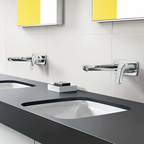 hansgrohe Logis Wall Mounted Single Lever Basin Mixer with Waste - Image 3
