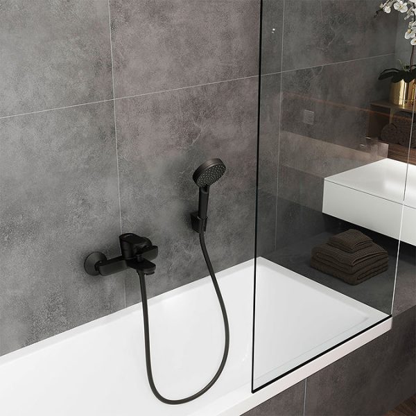 hansgrohe Vernis Blend Exposed Single Lever Bath Shower Mixer   Matt Black - Image 3
