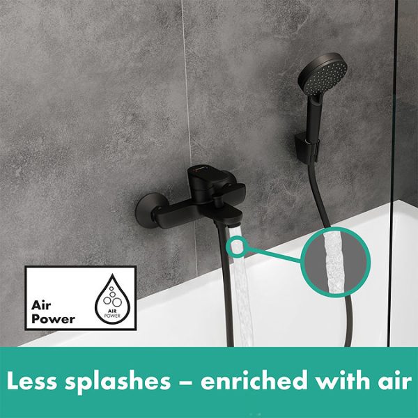 hansgrohe Vernis Blend Exposed Single Lever Bath Shower Mixer   Matt Black - Image 2