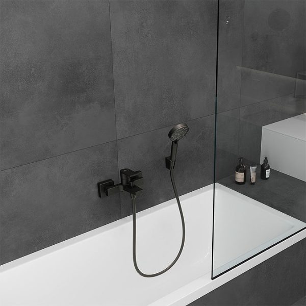 hansgrohe Vernis Shape Exposed Single Lever Bath Shower Mixer   Matt Black - Image 3