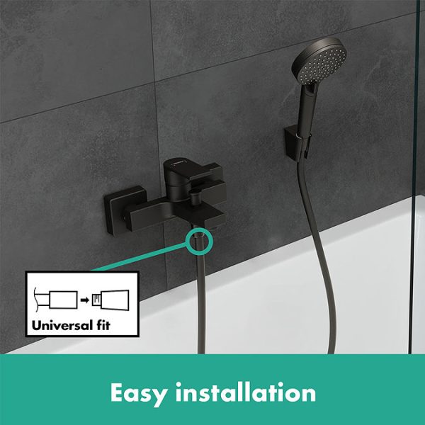 hansgrohe Vernis Shape Exposed Single Lever Bath Shower Mixer   Matt Black - Image 4