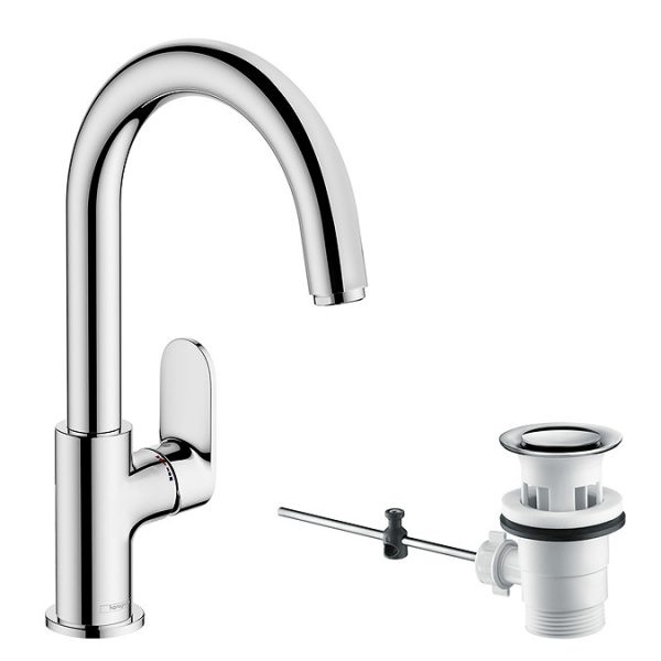 hansgrohe Vernis Blend Single Lever Basin Mixer with Swivel Spout and Pop up Waste - Image 2