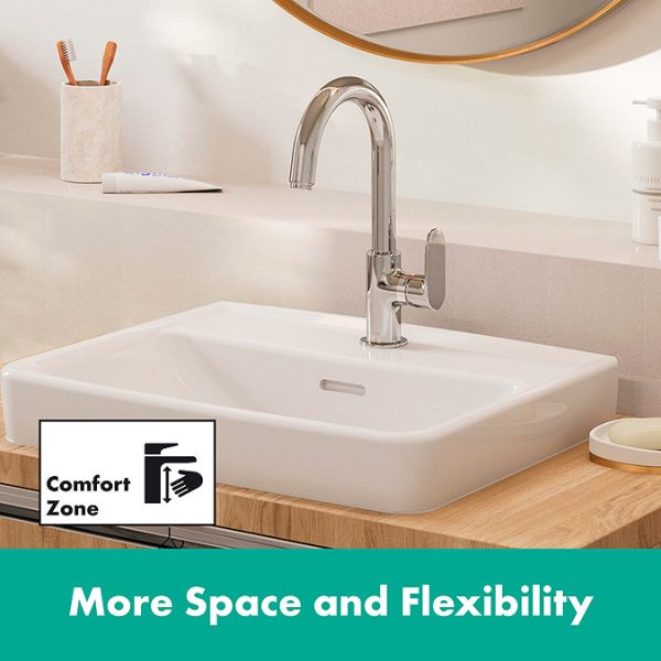hansgrohe Vernis Blend Single Lever Basin Mixer with Swivel Spout and Pop up Waste - Image 8
