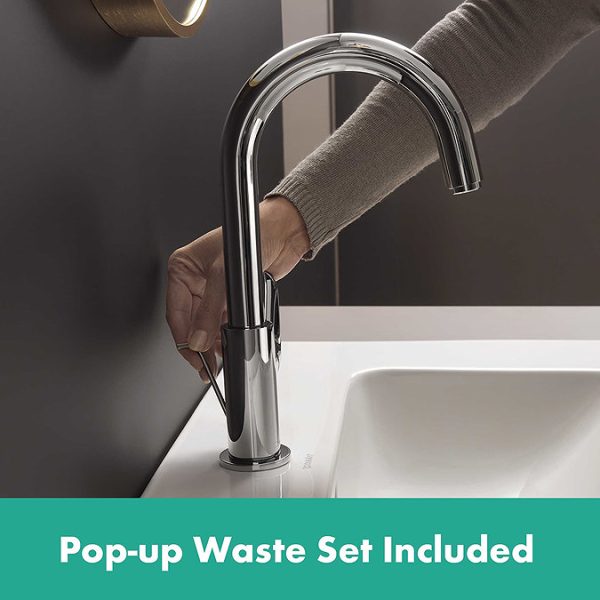 hansgrohe Vernis Blend Single Lever Basin Mixer with Swivel Spout and Pop up Waste - Image 9