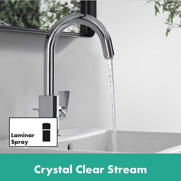 hansgrohe Vernis Shape Single Lever Basin Mixer with Swivel Spout and Pop up Waste - Image 5
