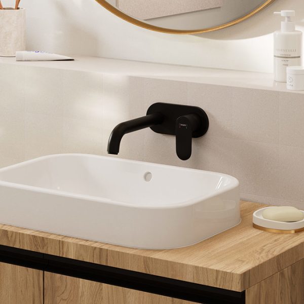 hansgrohe Vernis Blend Wall Mounted Single Lever Basin Mixer   Matt Black - Image 3