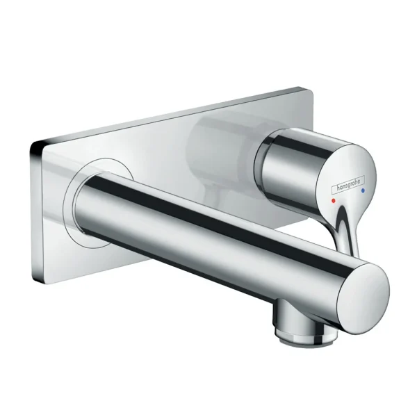 hansgrohe Talis S Wall Mounted Single Lever Basin Mixer with Waste (Short Spout)