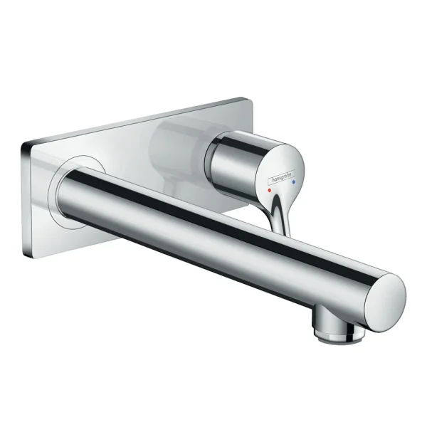 hansgrohe Talis S Wall Mounted Single Lever Basin Mixer with Waste (Long Spout)