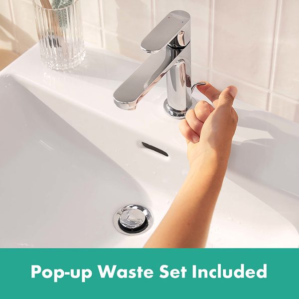 hansgrohe Rebris S Single Lever Basin Mixer 110 with Pop up Waste   Chrome - Image 6