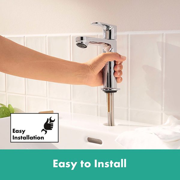 hansgrohe Rebris S CoolStart Single Lever Basin Mixer 110 with Pop up Waste   Chrome - Image 6