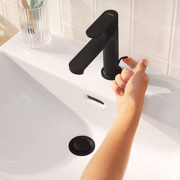 hansgrohe Rebris S CoolStart Single Lever Basin Mixer 110 with Pop up Waste   Matt Black - Image 4