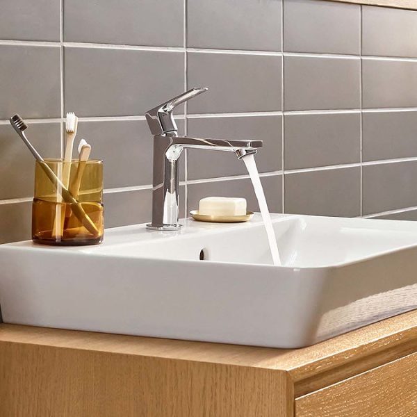 hansgrohe Rebris E CoolStart Single Lever Basin Mixer 110 with Pop up Waste   Chrome - Image 5