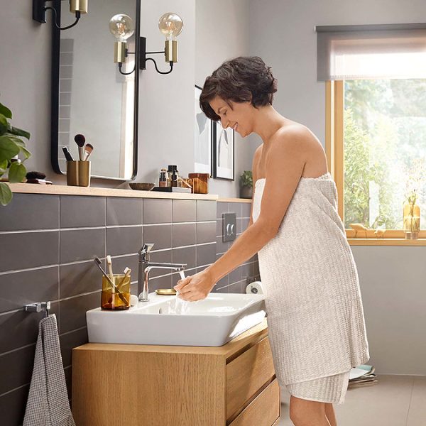 hansgrohe Rebris E CoolStart Single Lever Basin Mixer 110 with Pop up Waste   Chrome - Image 6