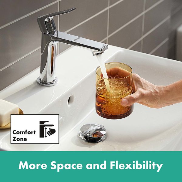 hansgrohe Rebris E CoolStart Single Lever Basin Mixer 110 with Pop up Waste   Chrome - Image 7