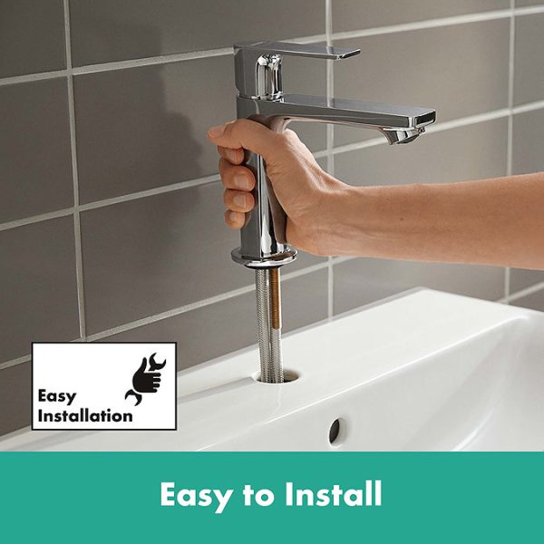 hansgrohe Rebris E CoolStart Single Lever Basin Mixer 110 with Pop up Waste   Chrome - Image 9