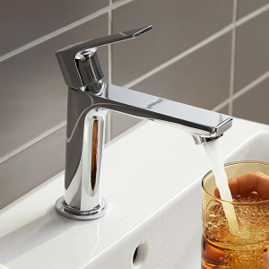 hansgrohe Rebris E CoolStart Single Lever Basin Mixer 110 with Pop up Waste   Chrome