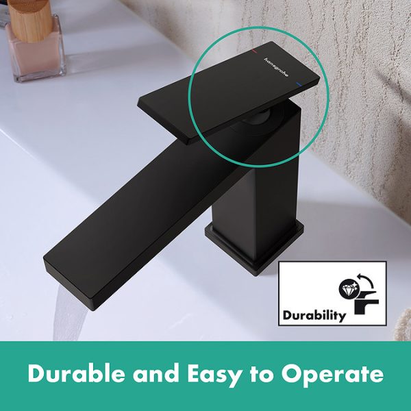 hansgrohe Tecturis E Single Lever Basin Mixer 110 EcoSmart+ without Waste   Matt Black - Image 3