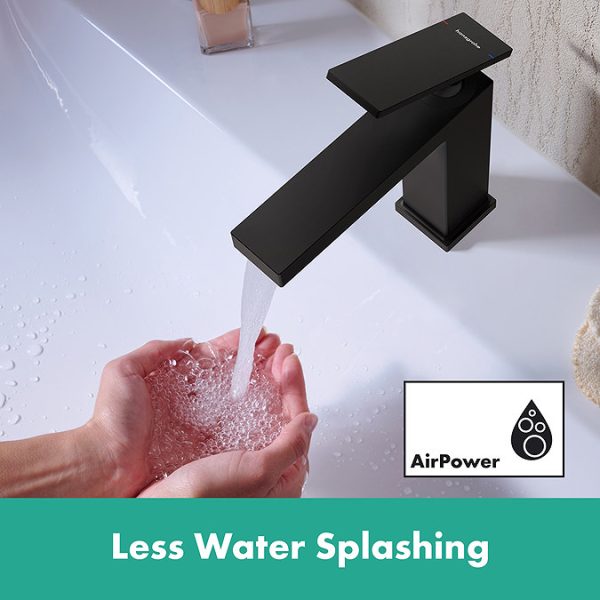 hansgrohe Tecturis E Single Lever Basin Mixer 110 EcoSmart+ without Waste   Matt Black - Image 4