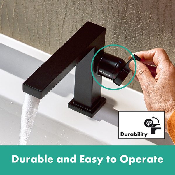 hansgrohe Tecturis E Single Lever Basin Mixer 110 Fine CoolStart EcoSmart+ with Push Open Waste   Matt Black - Image 7