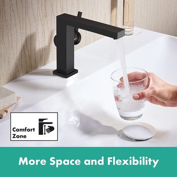 hansgrohe Tecturis E Single Lever Basin Mixer 110 Fine CoolStart EcoSmart+ with Push Open Waste   Matt Black - Image 2