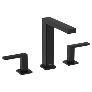 hansgrohe Tecturis E 3 Hole Basin Mixer 150 EcoSmart+ with Push Open Waste   Matt Black