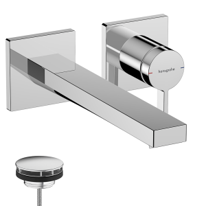hansgrohe Tecturis E Wall Mounted Single Lever Basin Mixer EcoSmart+ for Concealed Installation with 22.5cm Spout   Chrome