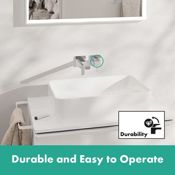 hansgrohe Tecturis E Wall Mounted Single Lever Basin Mixer EcoSmart+ for Concealed Installation with 22.5cm Spout   Chrome - Image 2