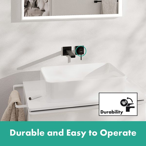 hansgrohe Tecturis E Wall Mounted Single Lever Basin Mixer EcoSmart+ for Concealed Installation with 22.5cm Spout   Matt Black - Image 3