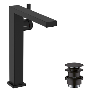 hansgrohe Tecturis E Single Lever Basin Mixer 240 Fine CoolStart EcoSmart+ for Wash Bowls with Push Open Waste Set   Matt Black