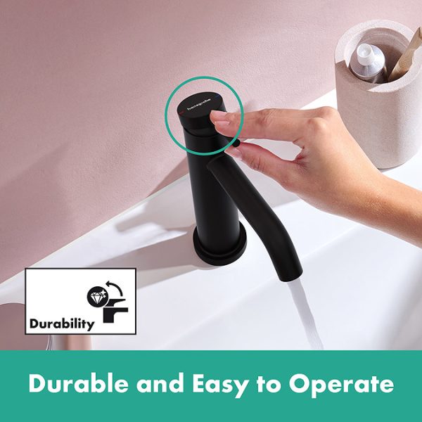 hansgrohe Tecturis S Single Lever Basin Mixer 110 EcoSmart+ without Waste   Matt Black - Image 6