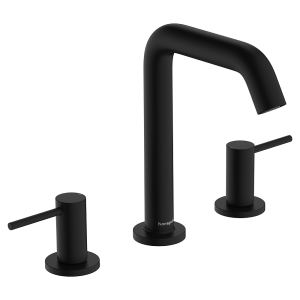 hansgrohe Tecturis S 3 Hole Basin Mixer 150 EcoSmart+ with Push Open Waste   Matt Black