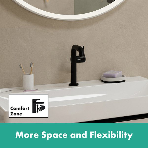 hansgrohe Tecturis S Single Lever Basin Mixer 150 Fine CoolStart EcoSmart+ without Waste   Matt Black - Image 2