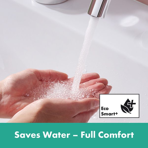 hansgrohe Tecturis S Single Lever Basin Mixer 210 Fine CoolStart EcoSmart+ with Swivel Spout and Push Open Waste   Chrome - Image 4