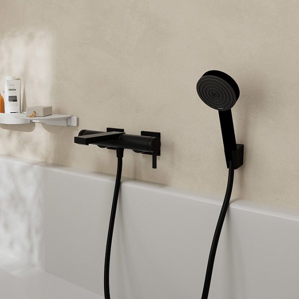 hansgrohe Tecturis E Single Lever Bath Mixer for Exposed Installation   Matt Black - Image 3