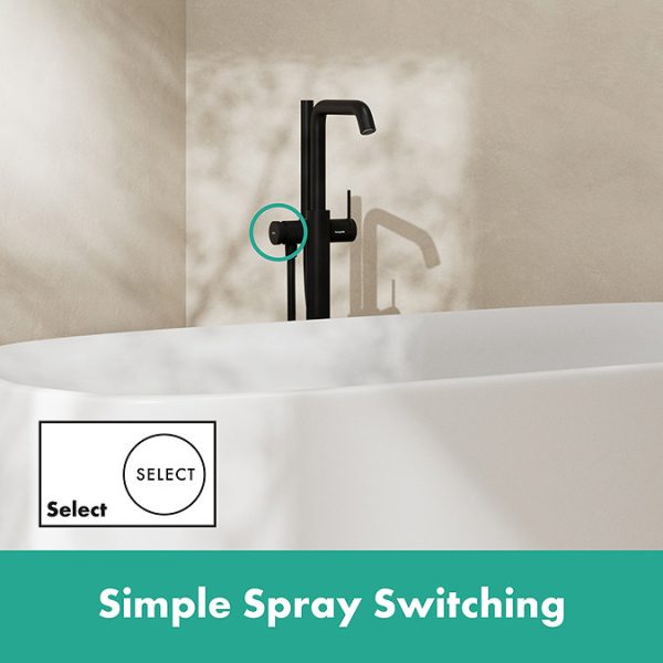 hansgrohe Tecturis S Floor Standing Single Lever Bath Mixer   Matt Black - Image 5