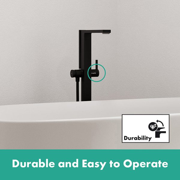hansgrohe Tecturis E Floor Standing Single Lever Bath Mixer   Matt Black - Image 5