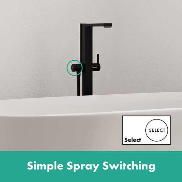hansgrohe Tecturis E Floor Standing Single Lever Bath Mixer   Matt Black - Image 2