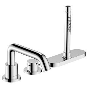 hansgrohe Tecturis S 3 hole Rim Mounted Single Lever Bath Mixer with sBox   Chrome